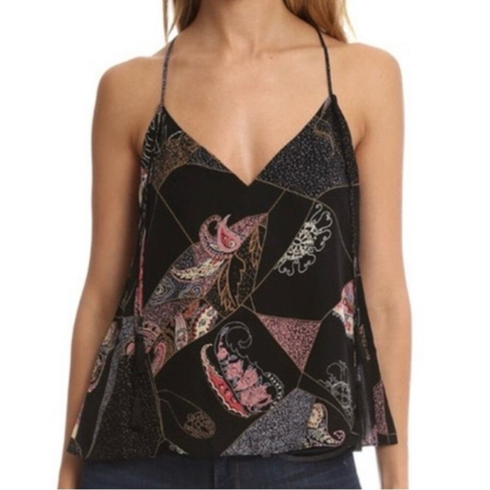 Elizabeth and James Luella Silk Patchwork Print Top Size Small